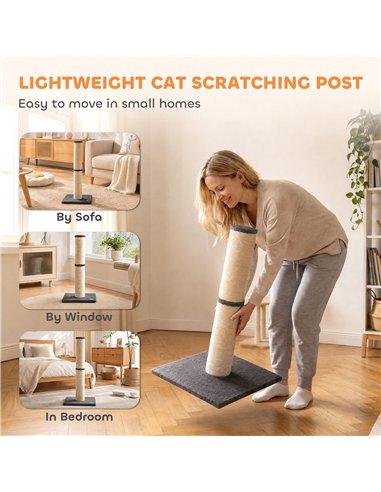 PawHut Cat Scratching Post, 80cm Tall Cat Scratch Post with Sisal Rope, Plush Base, Lightweight Claw Scratcher