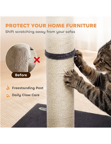PawHut Cat Scratching Post, 80cm Tall Cat Scratch Post with Sisal Rope, Plush Base, Lightweight Claw Scratcher