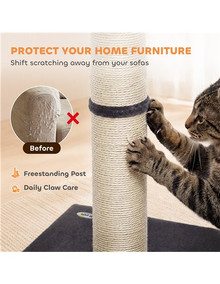 PawHut Cat Scratching Post, 80cm Tall Cat Scratch Post with Sisal Rope, Plush Base, Lightweight Claw Scratcher - pic 213482 | FastDaddyshop