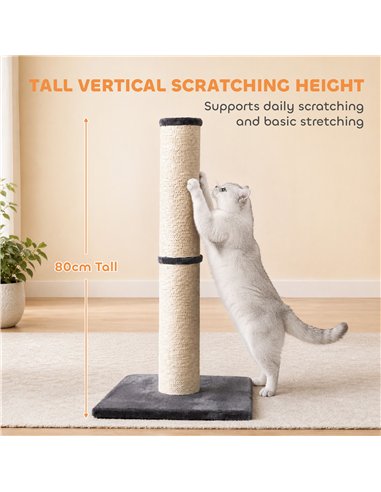 PawHut Cat Scratching Post, 80cm Tall Cat Scratch Post with Sisal Rope, Plush Base, Lightweight Claw Scratcher
