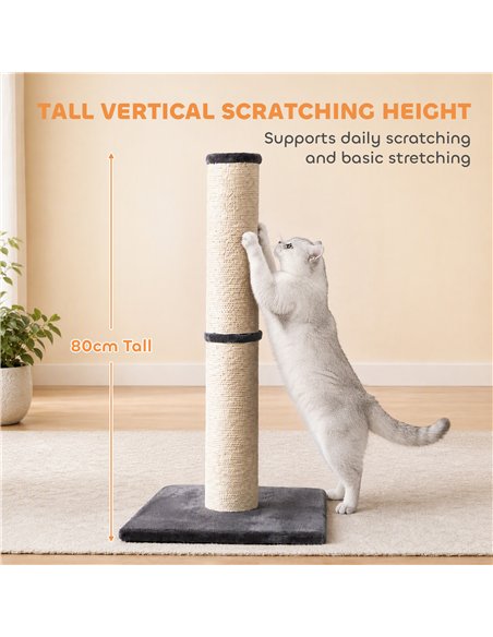 PawHut Cat Scratching Post, 80cm Tall Cat Scratch Post with Sisal Rope, Plush Base, Lightweight Claw Scratcher - pic 213483 | FastDaddyshop