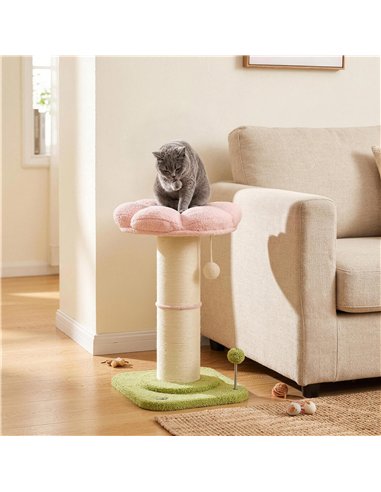 PawHut Cat Tree, Flower Cat Scratching Post with Thick Sisal Post, Dangling & Spring Balls, Bed, Kitty Activity Centre
