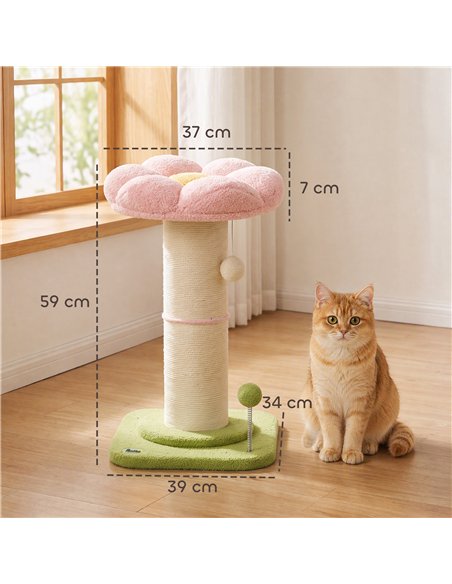 PawHut Cat Tree, Flower Cat Scratching Post with Thick Sisal Post, Dangling & Spring Balls, Bed, Kitty Activity Centre - pic 213489 | FastDaddyshop