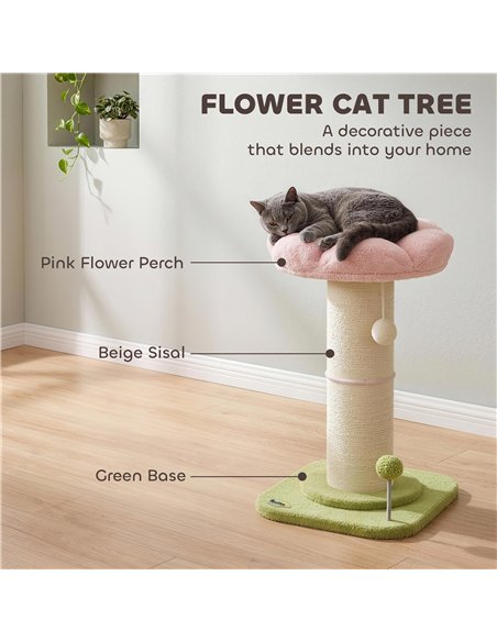 PawHut Cat Tree, Flower Cat Scratching Post with Thick Sisal Post, Dangling & Spring Balls, Bed, Kitty Activity Centre - pic 213490 | FastDaddyshop