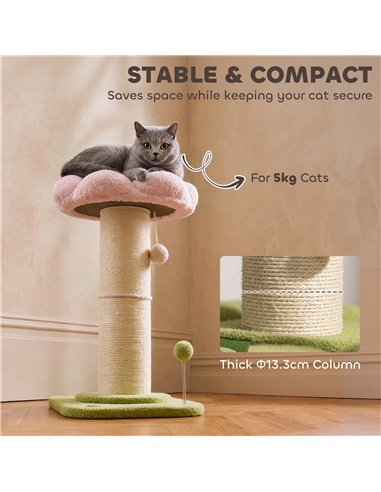 PawHut Cat Tree, Flower Cat Scratching Post with Thick Sisal Post, Dangling & Spring Balls, Bed, Kitty Activity Centre