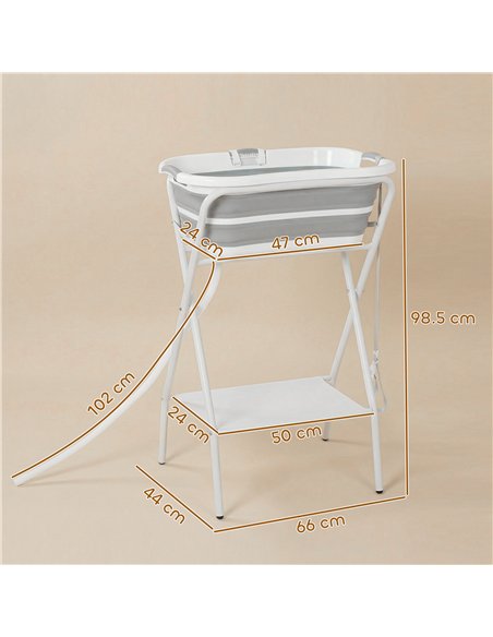 PawHut Dog Bath Tub, Portable Foldable Dog Bathtub with Stand, Drainage Hole, for Small Dogs Puppies Grey - pic 213516 | FastDaddyshop