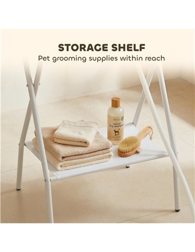 PawHut Dog Bath Tub, Portable Foldable Dog Bathtub with Stand, Drainage Hole, for Small Dogs Puppies Grey