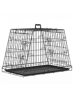PawHut 30"(76 cm) Car Dog Crate Collapsible Slanted Travel Small Dog Cage with Tray & Handle 76L x 48W x 53H cm
