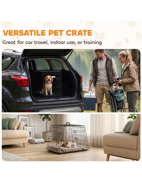 PawHut 30"(76 cm) Car Dog Crate Collapsible Slanted Travel Small Dog Cage with Tray & Handle 76L x 48W x 53H cm - pic 213526 | FastDaddyshop