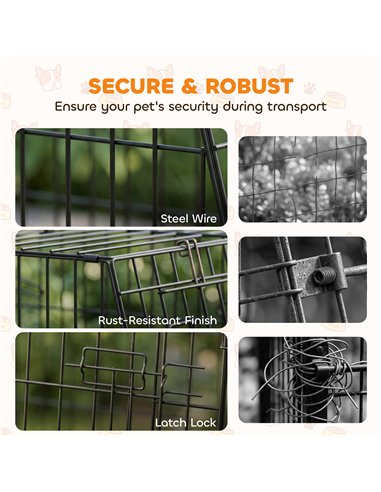 PawHut 30"(76 cm) Car Dog Crate Collapsible Slanted Travel Small Dog Cage with Tray & Handle 76L x 48W x 53H cm