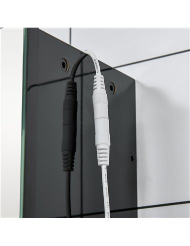 Kleankin LED Bathroom Cabinet with Mirror, Wall Mounted Dimmable Storage Organiser with 3 Mirrored Doors and Adjustable Shelves