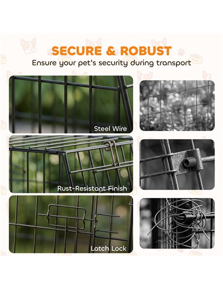 PawHut 35"(90 cm) Car Dog Crate Medium Large Collapsible Slanted Travel Dog Cage with Tray for Car Boot - pic 213538 | FastDaddyshop