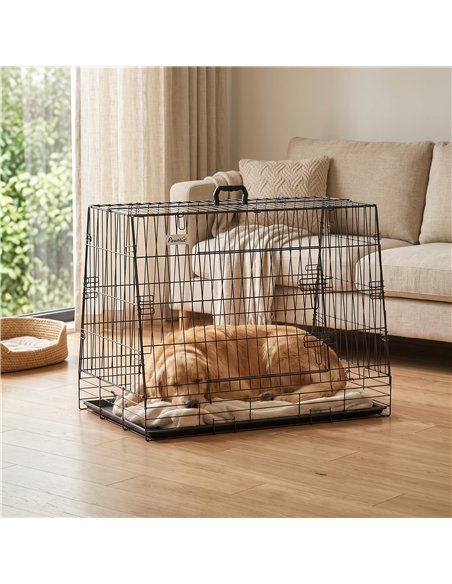 PawHut 35"(90 cm) Car Dog Crate Medium Large Collapsible Slanted Travel Dog Cage with Tray for Car Boot - pic 213539 | FastDaddyshop