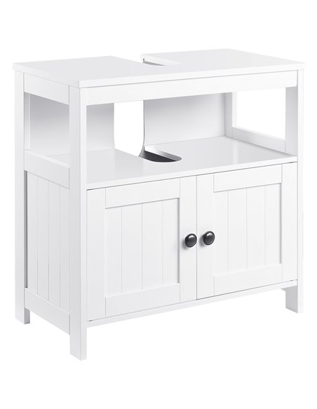 Kleankin Bathroom Pedestal Under Sink Cabinet with Double Doors, Shelves, White - pic 21354 | FastDaddyshop