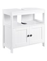 Kleankin Bathroom Pedestal Under Sink Cabinet with Double Doors, Shelves, White