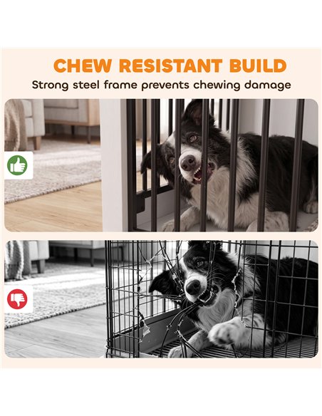 PawHut 80 cm Dog Crate Furniture with Sliding Barn Door for Medium Dogs, White - pic 213546 | FastDaddyshop