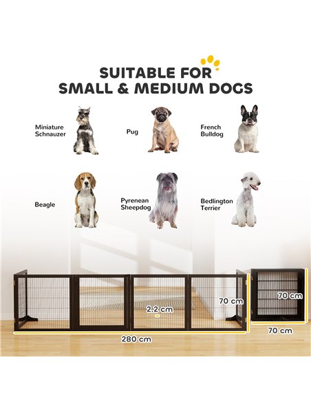 PawHut Wooden Pet Gate, Freestanding Dog Security Barrier with Two Support Feet - Black - pic 213561 | FastDaddyshop