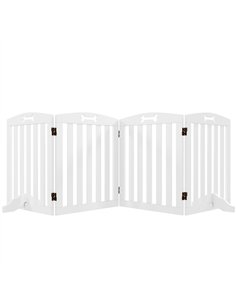 PawHut Wooden Dog Gate, Freestanding Pet Gate with Support Feet for Doorways, Hallways, Stairs, 207.5L x 61H cm, White