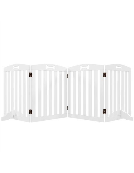 PawHut Wooden Dog Gate, Freestanding Pet Gate with Support Feet for Doorways, Hallways, Stairs, 207.5L x 61H cm, White - pic 213568 | FastDaddyshop