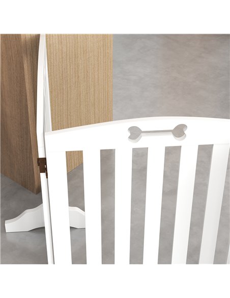 PawHut Wooden Dog Gate, Freestanding Pet Gate with Support Feet for Doorways, Hallways, Stairs, 207.5L x 61H cm, White - pic 213575 | FastDaddyshop