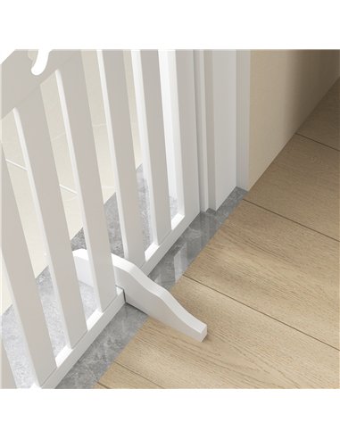 PawHut Wooden Dog Gate, Freestanding Pet Gate with Support Feet for Doorways, Hallways, Stairs, 207.5L x 61H cm, White