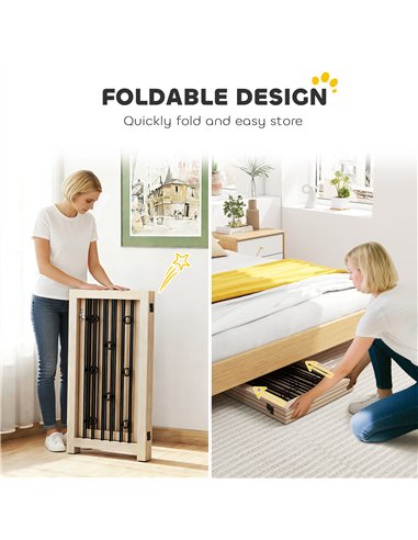 PawHut 4 Panel Freestanding Pet Gate, Indoor Dog Barrier with Lockable Door, Support Feet, 360° Flexible Hinges, Oak