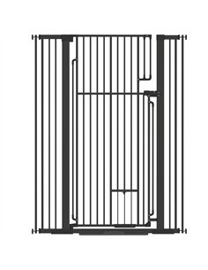 PawHut 135cm Extra Tall Dog Gate with Cat Door, Fits Openings 81-108 cm Pressure Mounted for Doorways, Hallways, No Drilling