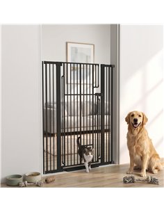 PawHut 135cm Extra Tall Dog Gate with Cat Door, Fits Openings 81-108 cm Pressure Mounted for Doorways, Hallways, No Drilling 2