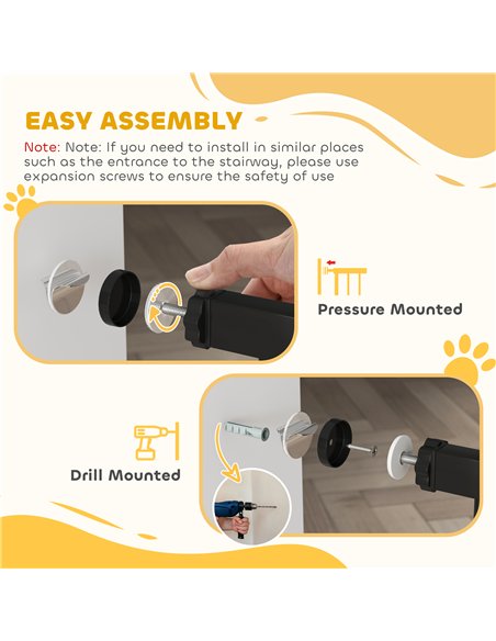 PawHut 135cm Extra Tall Dog Gate with Cat Door, Fits Openings 81-108 cm Pressure Mounted for Doorways, Hallways, No Drilling - pic 213600 | FastDaddyshop