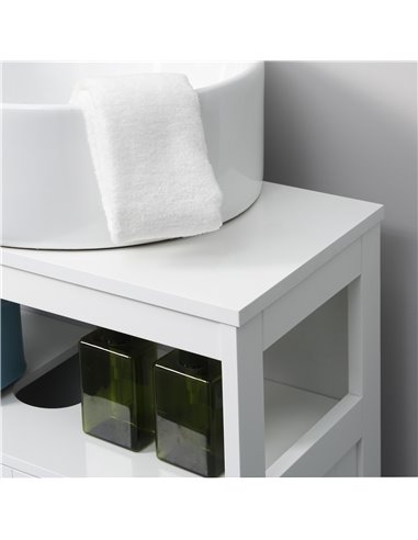 Kleankin Pedestal Under Sink Cabinet with Double Doors, Modern Bathroom Vanity Storage Unit with Shelves, White