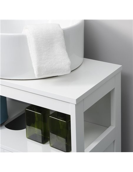 Kleankin Pedestal Under Sink Cabinet with Double Doors, Modern Bathroom Vanity Storage Unit with Shelves, White - pic 21361 | FastDaddyshop