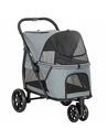 PawHut Dog Stroller, 3 Wheels Pet Stroller with Dual Entry, Easy One-Click Quick Fold, Mesh Windows, Washable Cushion