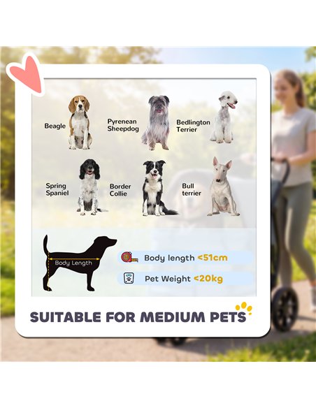 PawHut Dog Stroller, 3 Wheels Pet Stroller with Dual Entry, Easy One-Click Quick Fold, Mesh Windows, Washable Cushion - pic 213620 | FastDaddyshop