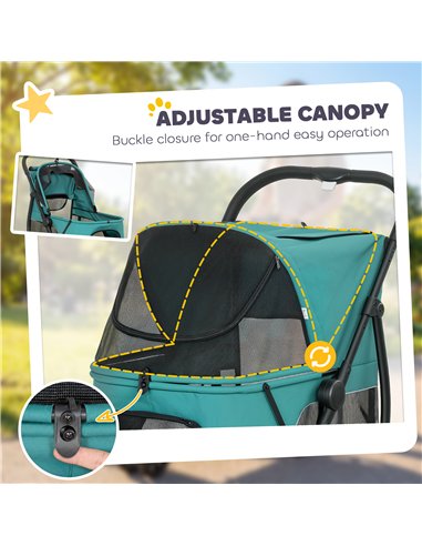 PawHut Dog Stroller, 3 Wheels Pet Stroller with Dual Entry, Easy One-Click Quick Fold, Mesh Windows, Washable Cushion
