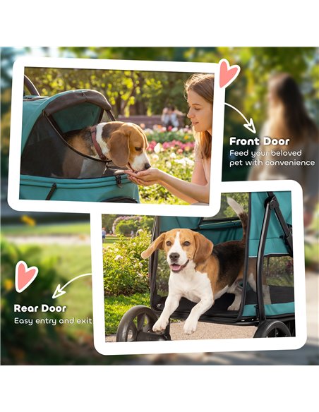 PawHut Dog Stroller, 3 Wheels Pet Stroller with Dual Entry, Easy One-Click Quick Fold, Mesh Windows, Washable Cushion - pic 213628 | FastDaddyshop