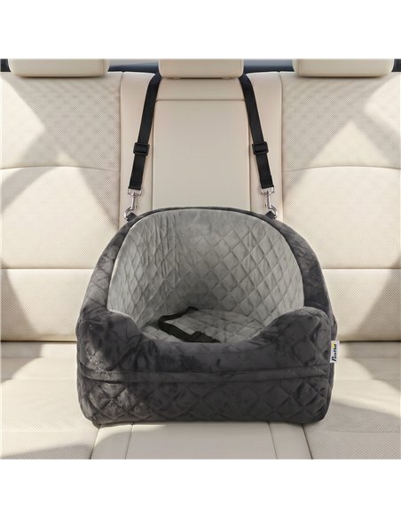 PawHut Dog Car Seat, Detachable Washable Dog Booster Seat with Thick Cushion, Seat Belt, Pockets for Small Under 10kg, Grey - pic 213638 | FastDaddyshop