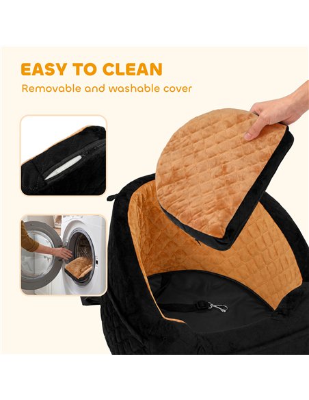 PawHut Dog Car Seat, Detachable Washable Dog Booster Seat with Thick Cushion, Seat Belt, Pockets for Small Under 10kg, Brown - pic 213645 | FastDaddyshop