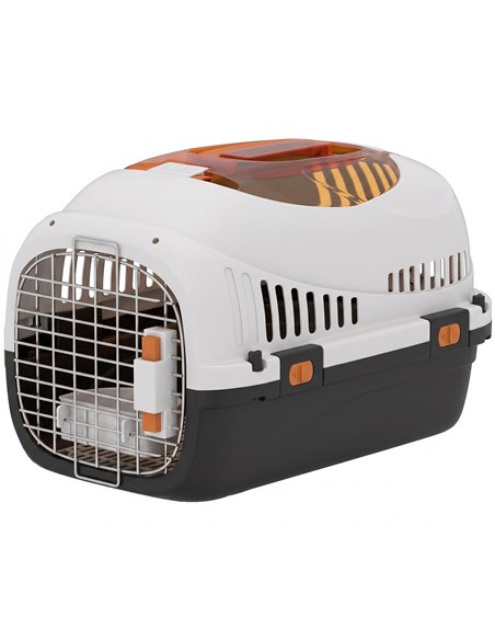 PawHut Plastic Pet Carrier Hard Shell Dog Cat Carrier Max 4 KG Steel Door Feed Bowl Secure Lock 49 x 32 x 31 cm - pic 213649 | FastDaddyshop
