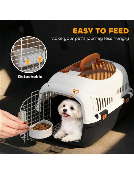 PawHut Plastic Pet Carrier Hard Shell Dog Cat Carrier Max 4 KG Steel Door Feed Bowl Secure Lock 49 x 32 x 31 cm - pic 213655 | FastDaddyshop