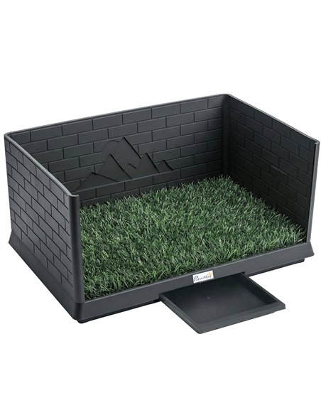 PawHut Dog Toilet Tray, Indoor Outdoor Dog Potty with High Walls, Grass Turf, Slide-Out Tray, Urine Collection Base - pic 213667 | FastDaddyshop