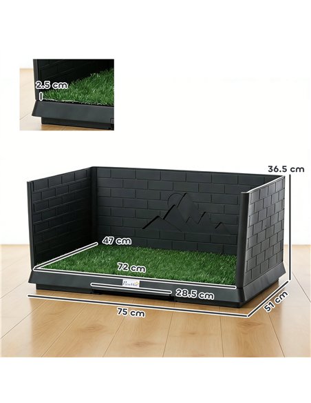 PawHut Dog Toilet Tray, Indoor Outdoor Dog Potty with High Walls, Grass Turf, Slide-Out Tray, Urine Collection Base - pic 213669 | FastDaddyshop
