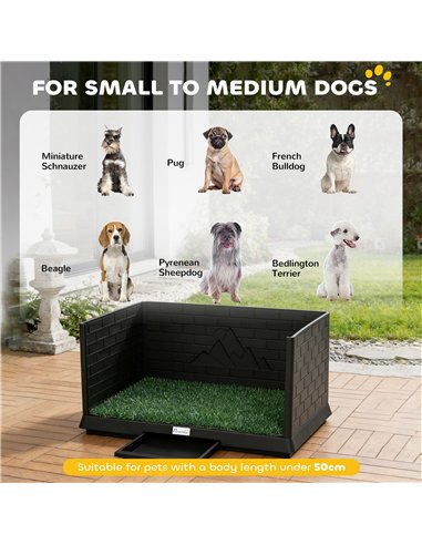 PawHut Dog Toilet Tray, Indoor Outdoor Dog Potty with High Walls, Grass Turf, Slide-Out Tray, Urine Collection Base