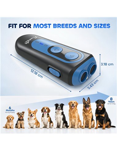 PawHut Anti Barking Device for Dogs, Ultrasonic Stop Dog Barking Device with 5 Modes & Vibration, LED Flashlight