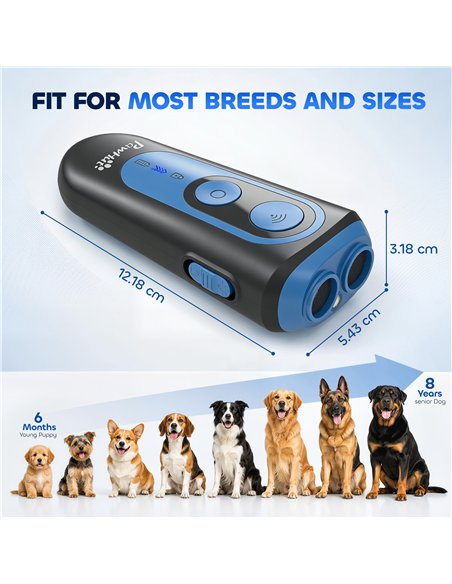 PawHut Anti Barking Device for Dogs, Ultrasonic Stop Dog Barking Device with 5 Modes & Vibration, LED Flashlight - pic 213678 | FastDaddyshop