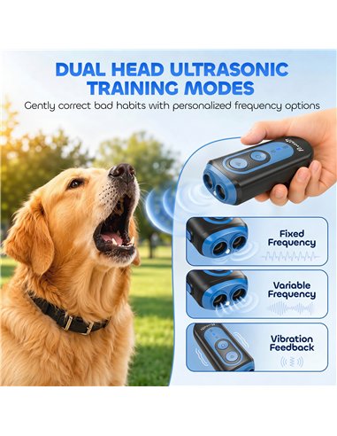 PawHut Anti Barking Device for Dogs, Ultrasonic Stop Dog Barking Device with 5 Modes & Vibration, LED Flashlight