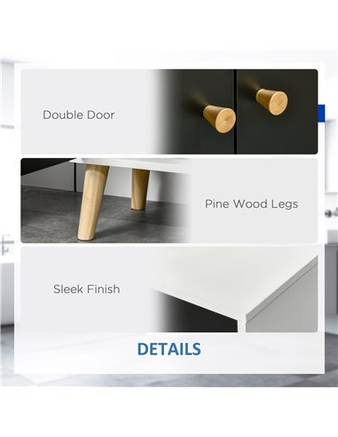 Kleankin Modern Bathroom Sink Cabinet, Under Sink Storage Cabinet, with Adjustable Shelf and Solid Wood Legs, Black and White