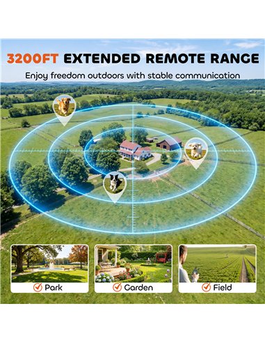 PawHut Dog Training Collar with 3200Ft Remote Range, Anti Barking Device with 3 Modes, IPX7 Waterproof, Rechargeable