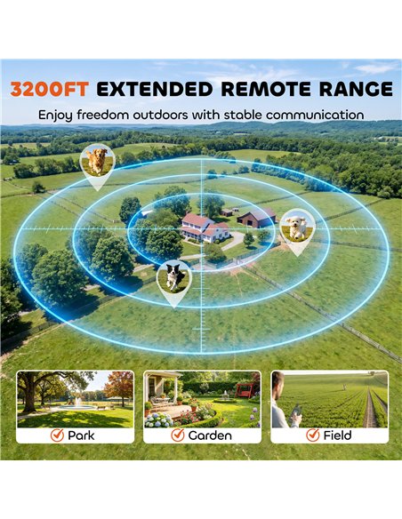 PawHut Dog Training Collar with 3200Ft Remote Range, Anti Barking Device with 3 Modes, IPX7 Waterproof, Rechargeable - pic 213689 | FastDaddyshop