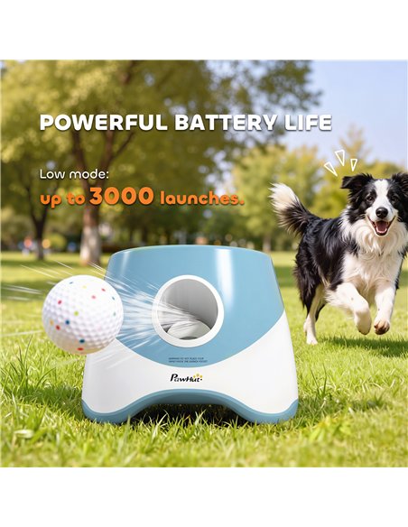 PawHut Automatic Dog Ball Launcher with 5 ETPU Balls 5.8 cm, 3 Distance Settings 6/10/14 m, Blue - pic 213699 | FastDaddyshop
