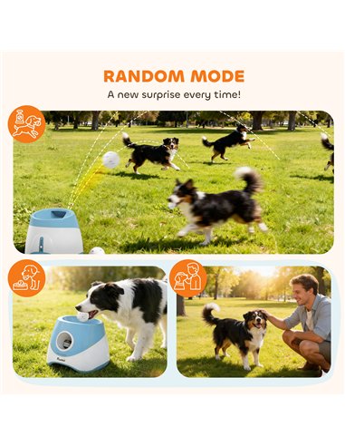 PawHut Automatic Dog Ball Launcher with 5 ETPU Balls 5.8 cm, 3 Distance Settings 6/10/14 m, Blue